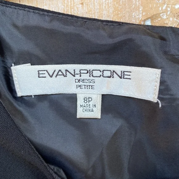 Size 8P, Black Evan Picone, sleeveless dress with beading. - Picture 3 of 5